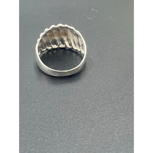 HAN 925 Signed Thailand Sterling Silver Ribbed Wide Chunky Domed Ring Sz 8 - Picture 5 of 8